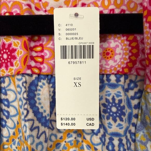 Anthropologie Maeve Pink and Blue Patterned Shirt Women's size XS - Picture 3 of 5